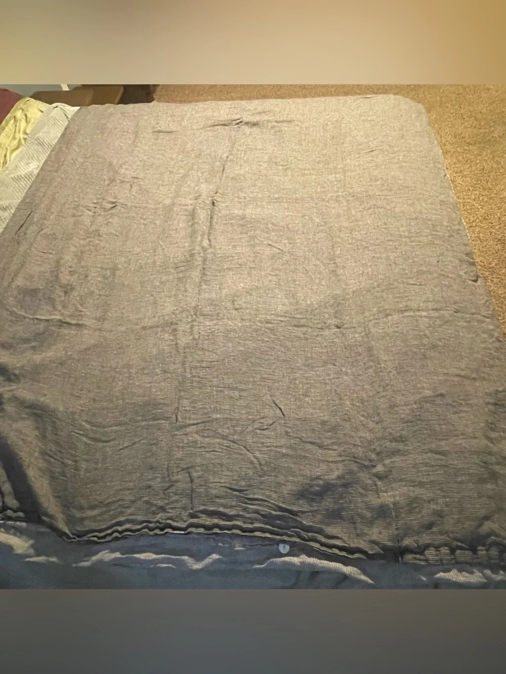 Crate and Barrel Hemp tiny check grey twin duvet cover